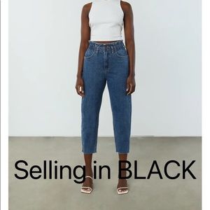 Oak and fort paperbag waist raw hem cropped jeans - EUC